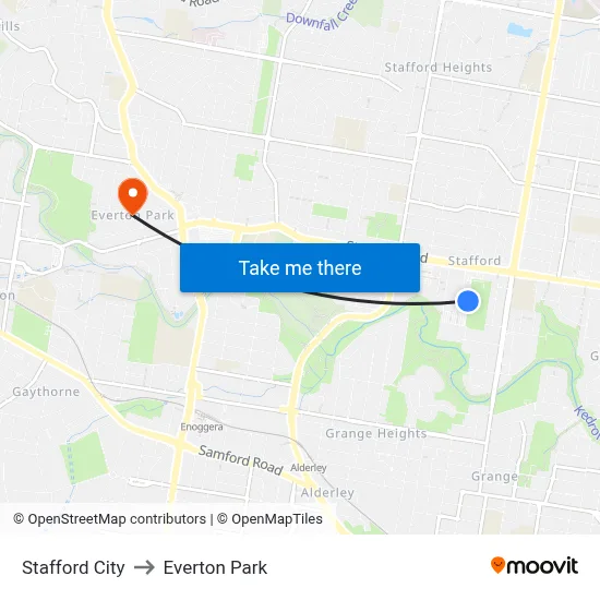 Stafford City to Everton Park map