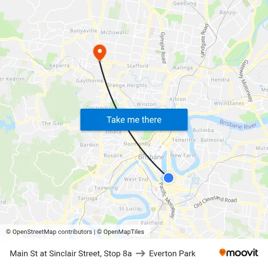 Main St at Sinclair Street, Stop 8a to Everton Park map