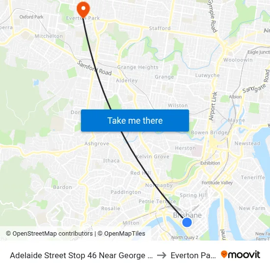 Adelaide Street Stop 46 Near George St to Everton Park map
