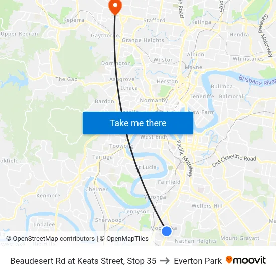Beaudesert Rd at Keats Street, Stop 35 to Everton Park map