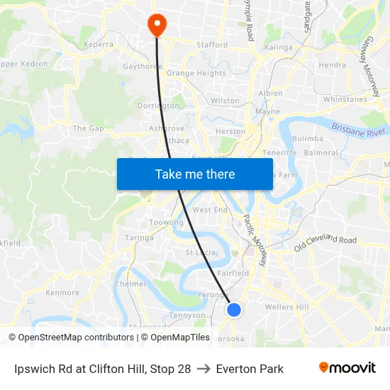 Ipswich Rd at Clifton Hill, Stop 28 to Everton Park map