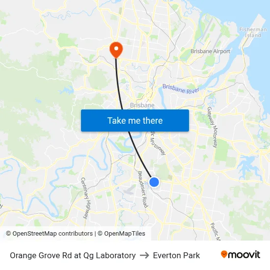 Orange Grove Rd at Qg Laboratory to Everton Park map