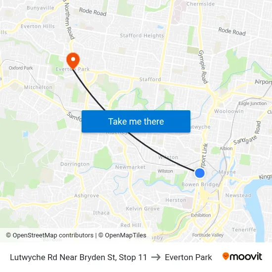 Lutwyche Rd Near Bryden St, Stop 11 to Everton Park map