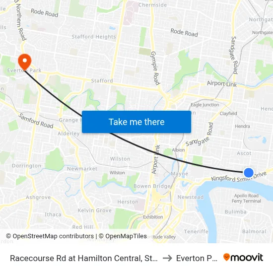 Racecourse Rd at Hamilton Central, Stop 20 to Everton Park map