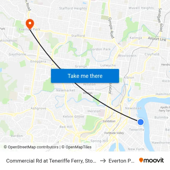 Commercial Rd at Teneriffe Ferry, Stop 16 to Everton Park map