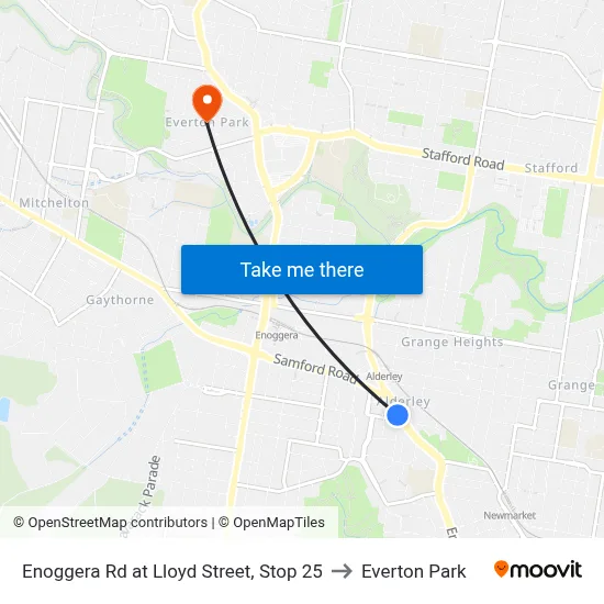 Enoggera Rd at Lloyd Street, Stop 25 to Everton Park map