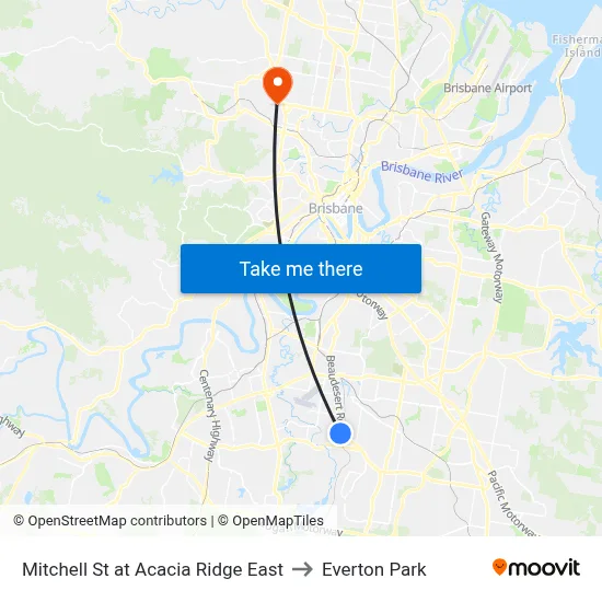 Mitchell St at Acacia Ridge East to Everton Park map
