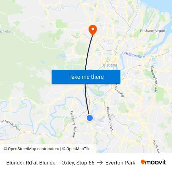 Blunder Rd at Blunder - Oxley, Stop 66 to Everton Park map