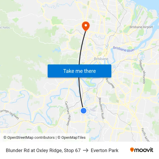 Blunder Rd at Oxley Ridge, Stop 67 to Everton Park map