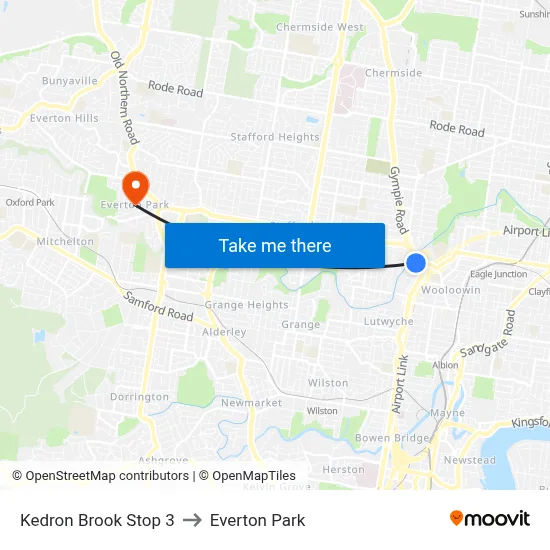 Kedron Brook Stop 3 to Everton Park map