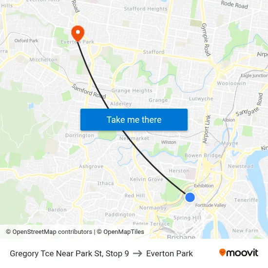 Gregory Tce Near Park St, Stop 9 to Everton Park map