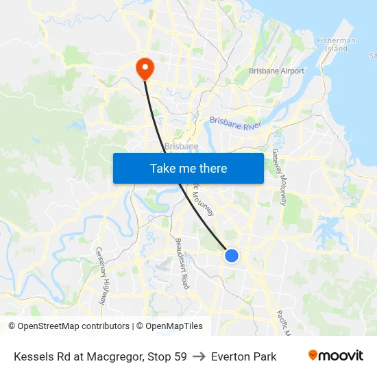 Kessels Rd at Macgregor, Stop 59 to Everton Park map