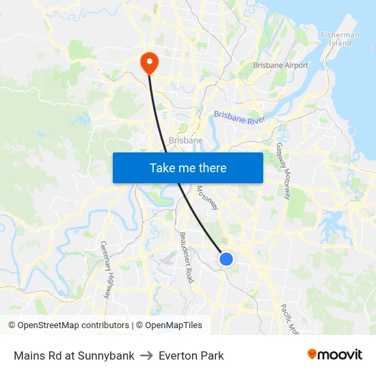 Mains Rd at Sunnybank to Everton Park map
