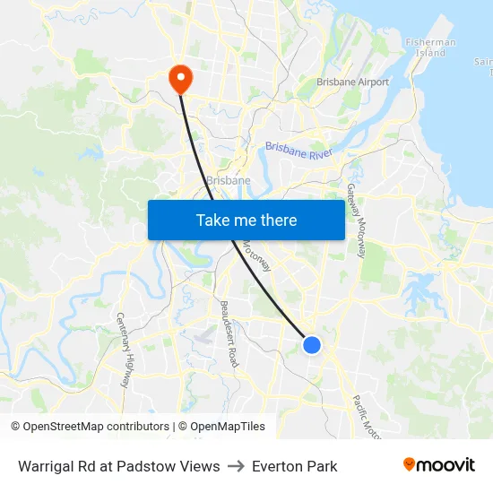 Warrigal Rd at Padstow Views to Everton Park map