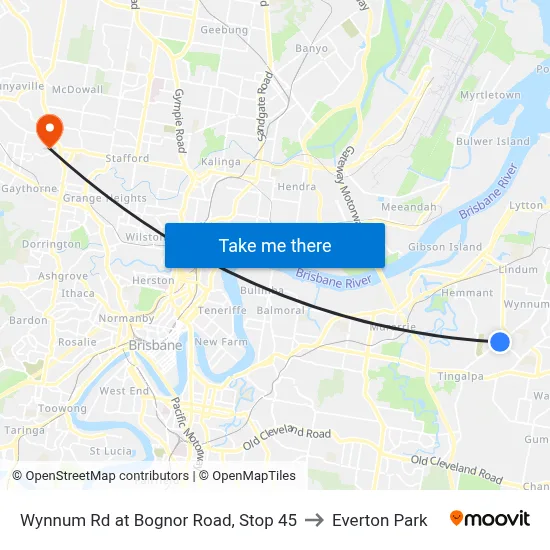 Wynnum Rd at Bognor Road, Stop 45 to Everton Park map