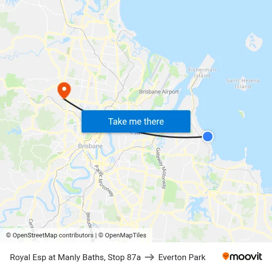 Royal Esp at Manly Baths, Stop 87a to Everton Park map