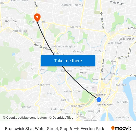 Brunswick St at Water Street, Stop 6 to Everton Park map