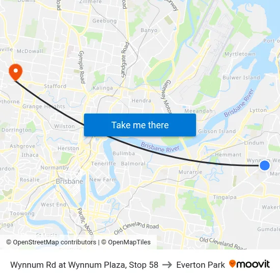 Wynnum Rd at Wynnum Plaza, Stop 58 to Everton Park map