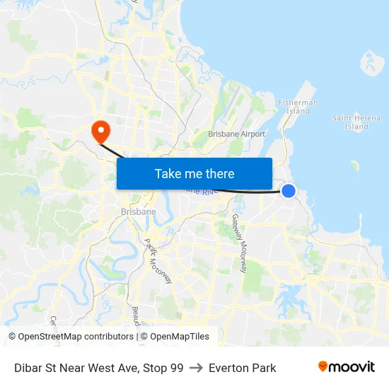 Dibar St Near West Ave, Stop 99 to Everton Park map