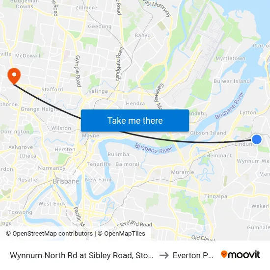 Wynnum North Rd at Sibley Road, Stop 38 to Everton Park map