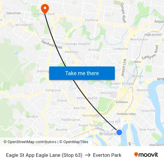 Eagle St App Eagle Lane (Stop 63) to Everton Park map