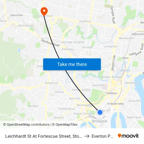 Leichhardt St At Fortescue Street, Stop 1 to Everton Park map