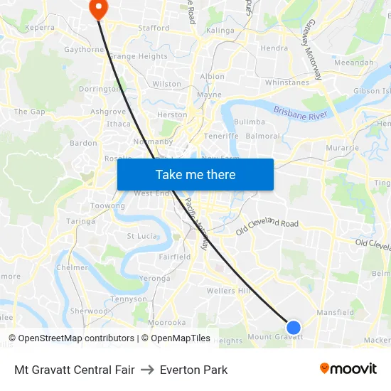 Mt Gravatt Central Fair to Everton Park map
