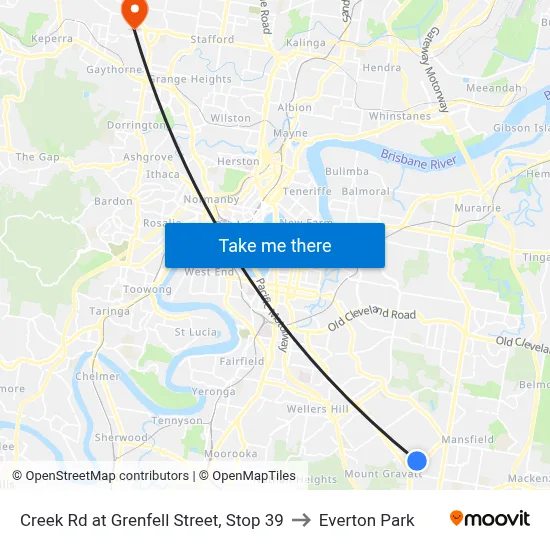 Creek Rd at Grenfell Street, Stop 39 to Everton Park map
