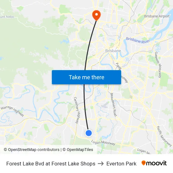 Forest Lake Bvd at Forest Lake Shops to Everton Park map