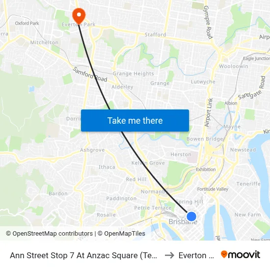 Ann Street Stop 7 At Anzac Square (Temp Closed) to Everton Park map