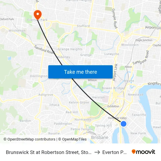 Brunswick St at Robertson Street, Stop 5 to Everton Park map
