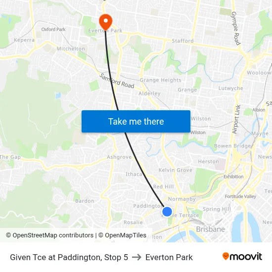 Given Tce at Paddington, Stop 5 to Everton Park map