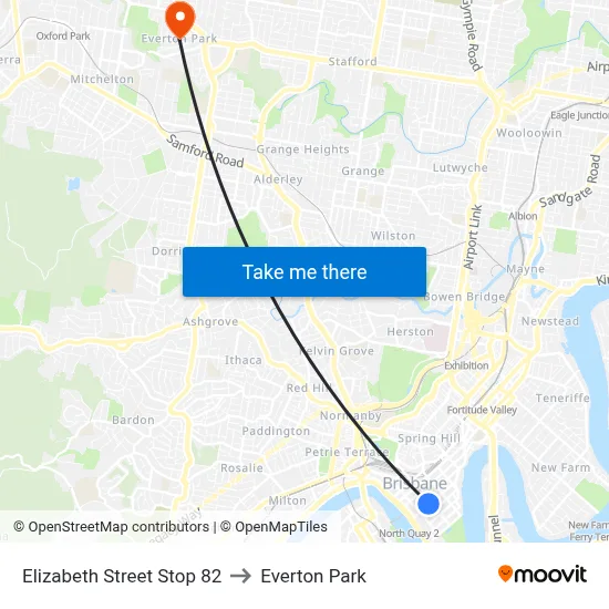 Elizabeth Street Stop 82 to Everton Park map