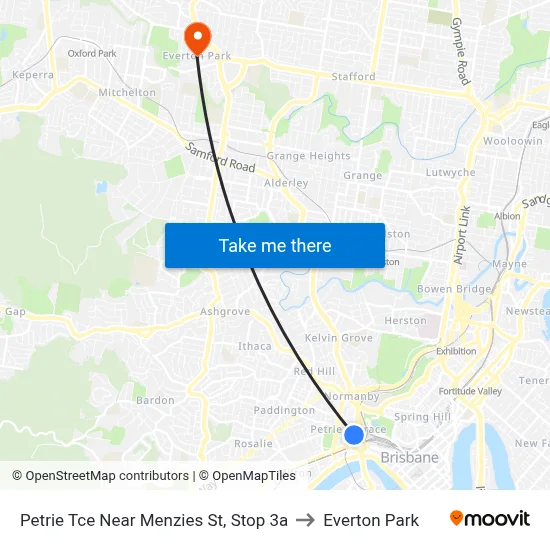 Petrie Tce Near Menzies St, Stop 3a to Everton Park map