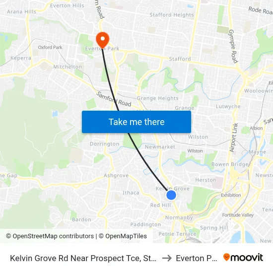 Kelvin Grove Rd Near Prospect Tce, Stop 13 to Everton Park map