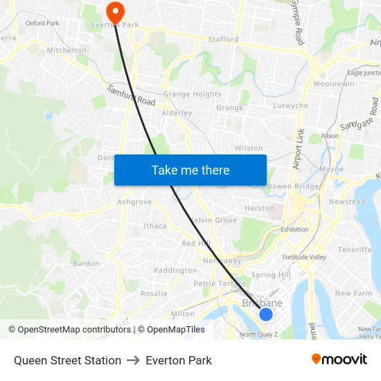 Queen Street Station to Everton Park map