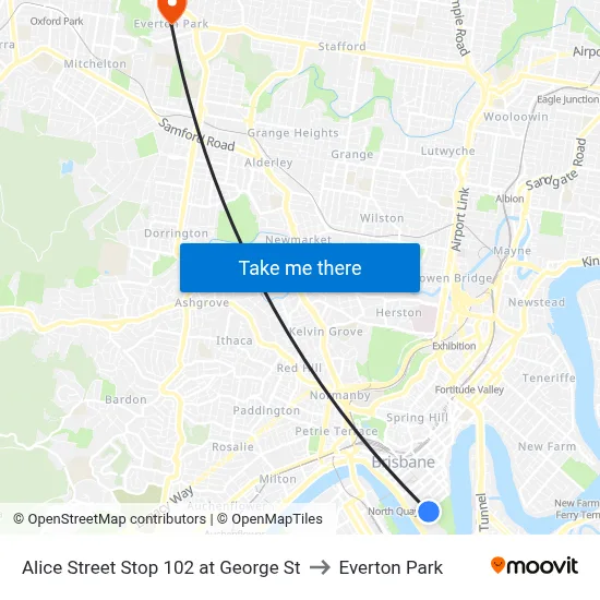 Alice Street Stop 102 at George St to Everton Park map