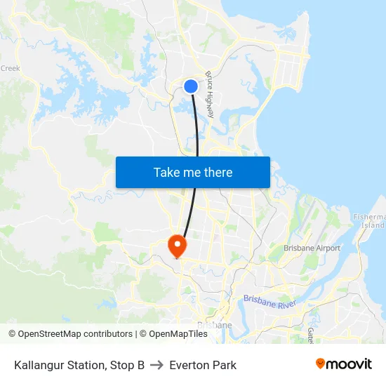 Kallangur Station, Stop B to Everton Park map
