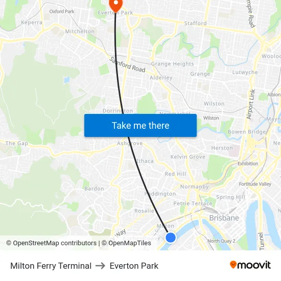 Milton Ferry Terminal to Everton Park map