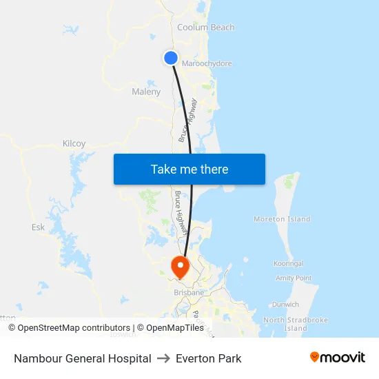 Nambour General Hospital to Everton Park map