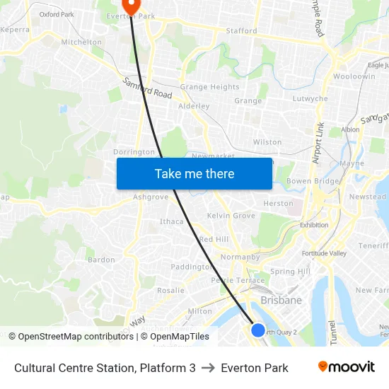 Cultural Centre Station, Platform 3 to Everton Park map