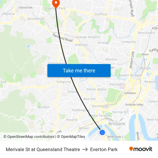 Merivale St at Queensland Theatre to Everton Park map