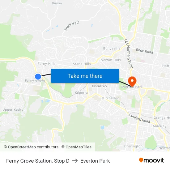 Ferny Grove Station, Stop D to Everton Park map