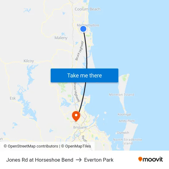 Jones Rd at Horseshoe Bend to Everton Park map