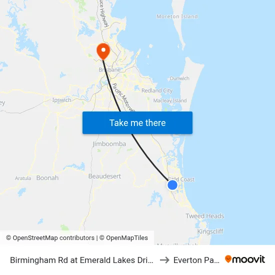 Birmingham Rd at Emerald Lakes Drive to Everton Park map
