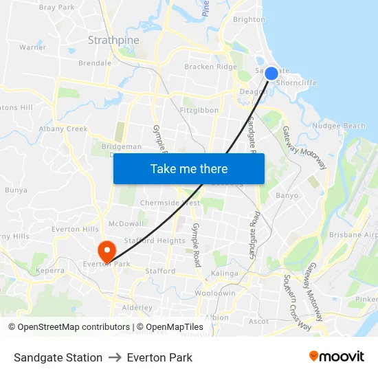Sandgate Station to Everton Park map
