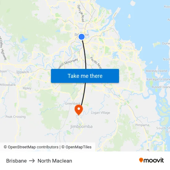 Brisbane to North Maclean map
