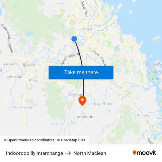 Indooroopilly Interchange to North Maclean map