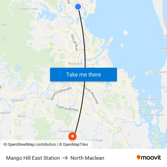 Mango Hill East Station to North Maclean map