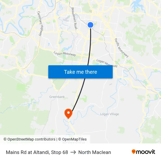 Mains Rd at Altandi, Stop 68 to North Maclean map